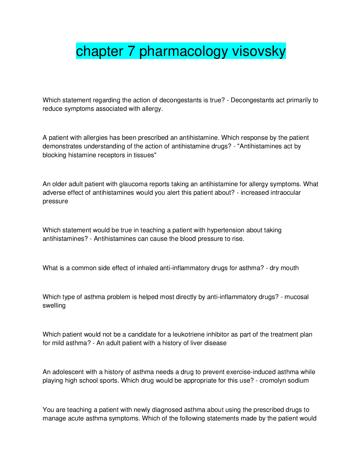 Preview image for chapter 7 pharmacology visovsky